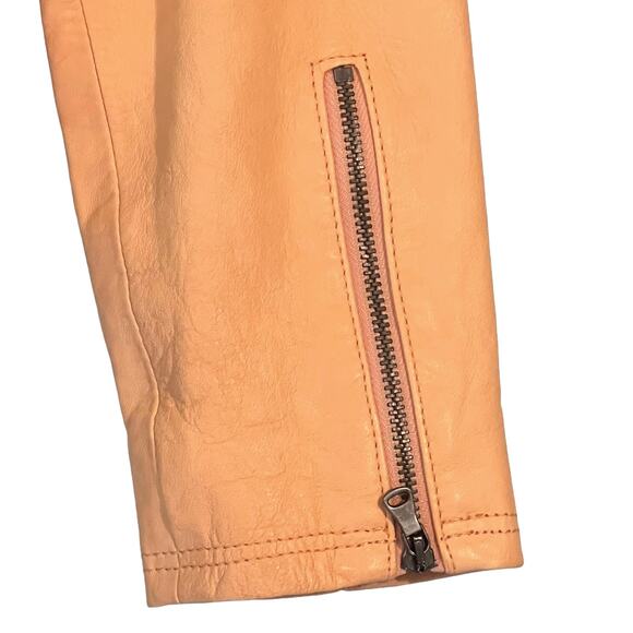 NWT Alice + Olivia Peach Lamb Leather Jacket, Size XS - Picture 4 of 8